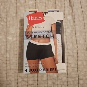 Hanes Premium Boyfriend Cotton Stretch Boxer Briefs - Black and White